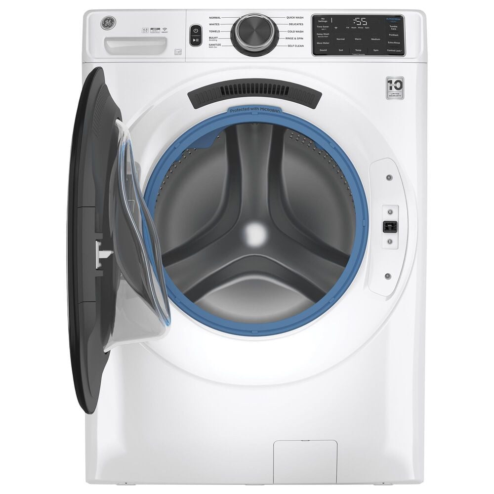 GE Appliances 4.8 Cu. Ft. Front Load Washer and 7.8 Cu. Ft. Electric Dryer Laundry Pair in White, , large