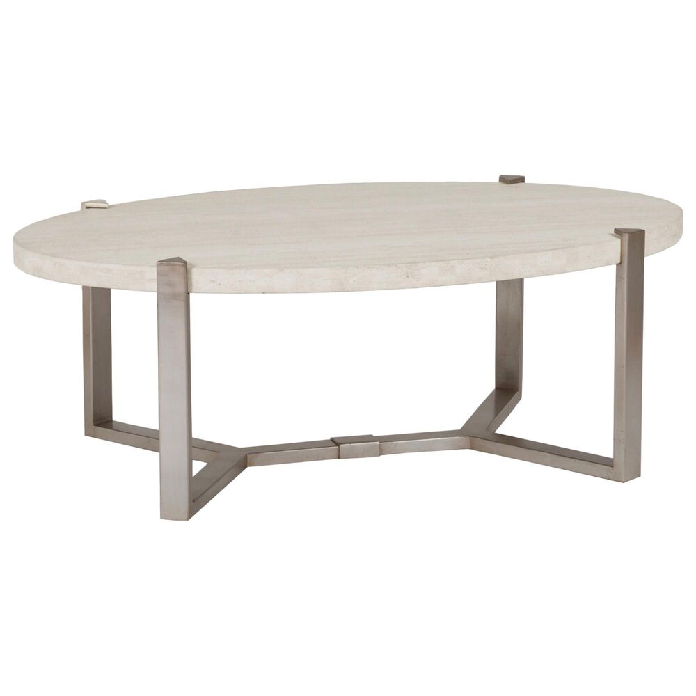 Artistica Metal Denizen Coffee Table in White and Champagne Silver, , large