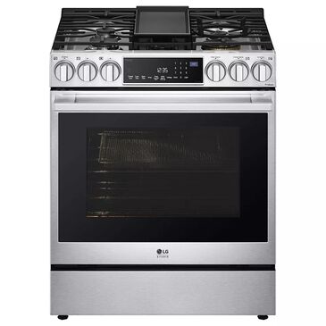 LG Studio 30" Smart Slide-in Dual Fuel Range with 5 Burners in Stainless Steel, , large