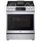 LG Studio 30" Smart Slide-in Dual Fuel Range with 5 Burners in Stainless Steel, , large