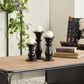 Maple and Jade 6", 8", 10" Turned Style Pillar Decorative Candle Holder in Black (Set of 3), , large