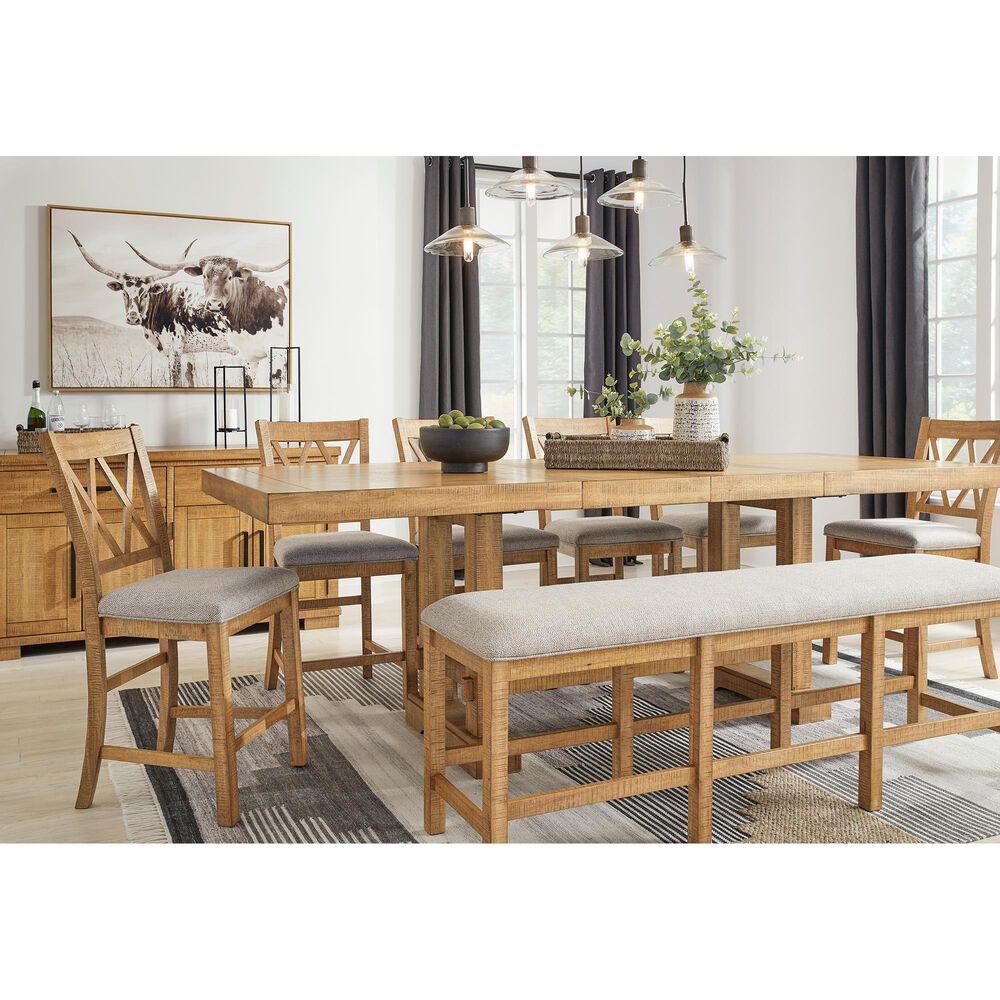 Ashley Havonplane 72&quot; Counter Height Bench in Light Brown, , large