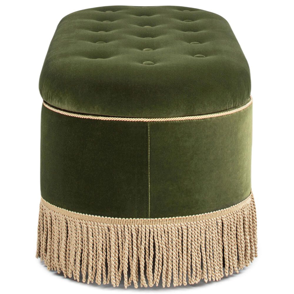 Jennifer Taylor Home Melinda Storage Bench with Tufted Bullion Fringe in Olive Green, , large