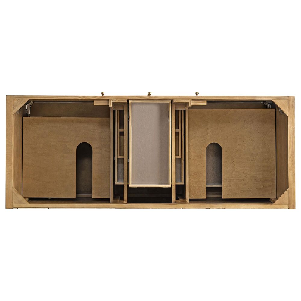 James Martin Vanities Hudson 60" Double Bathroom Vanity in Light Natural Oak with 3 cm Eternal Jasmine Pearl Silestone Top, Rectangular Sinks and FreePower Wireless Charger, , large