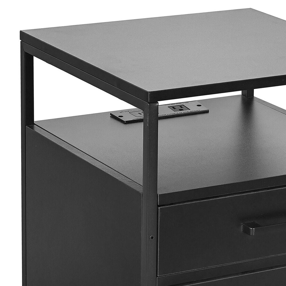 Rta Products Llc Modern Rolling File Cabinet with USB Charging Ports and Power Outlet in Black, , large