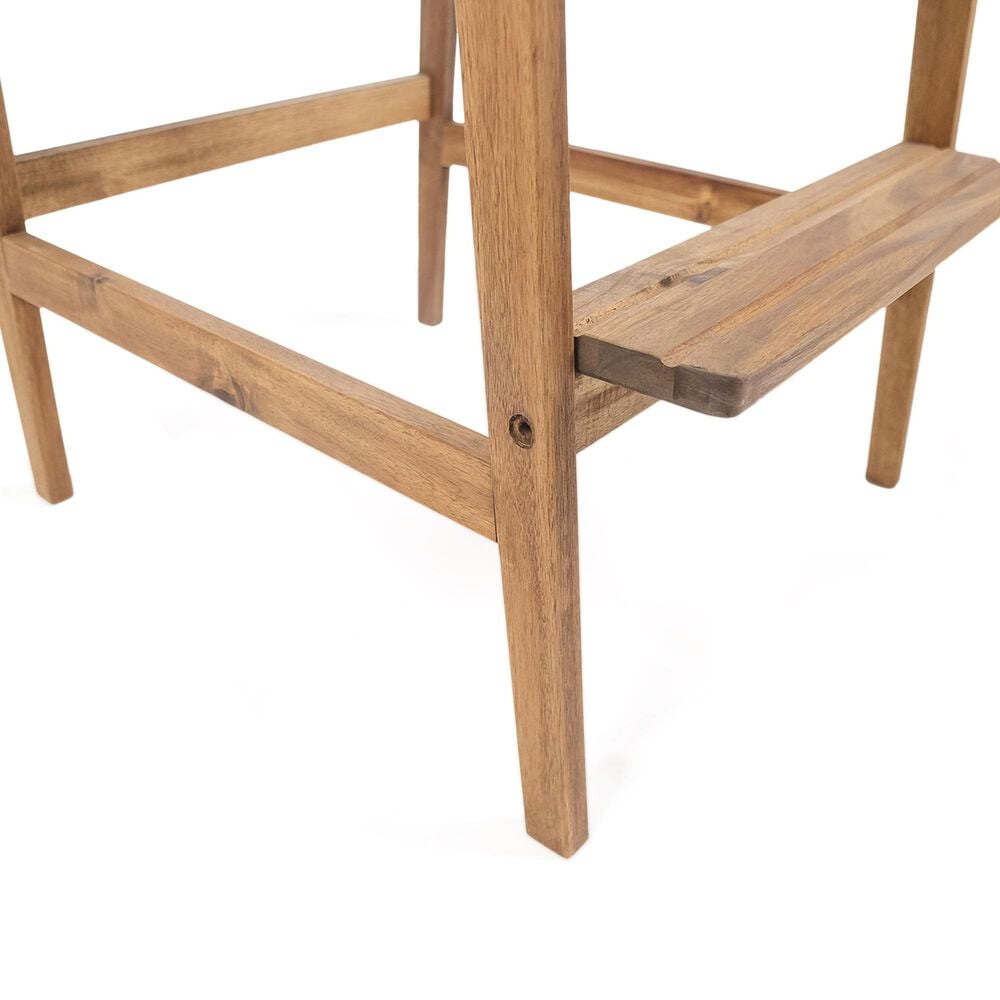 Hearth and Haven Outdoor Acacia Wood Adirondack Barstool in Natural Stained (Set of 2), , large