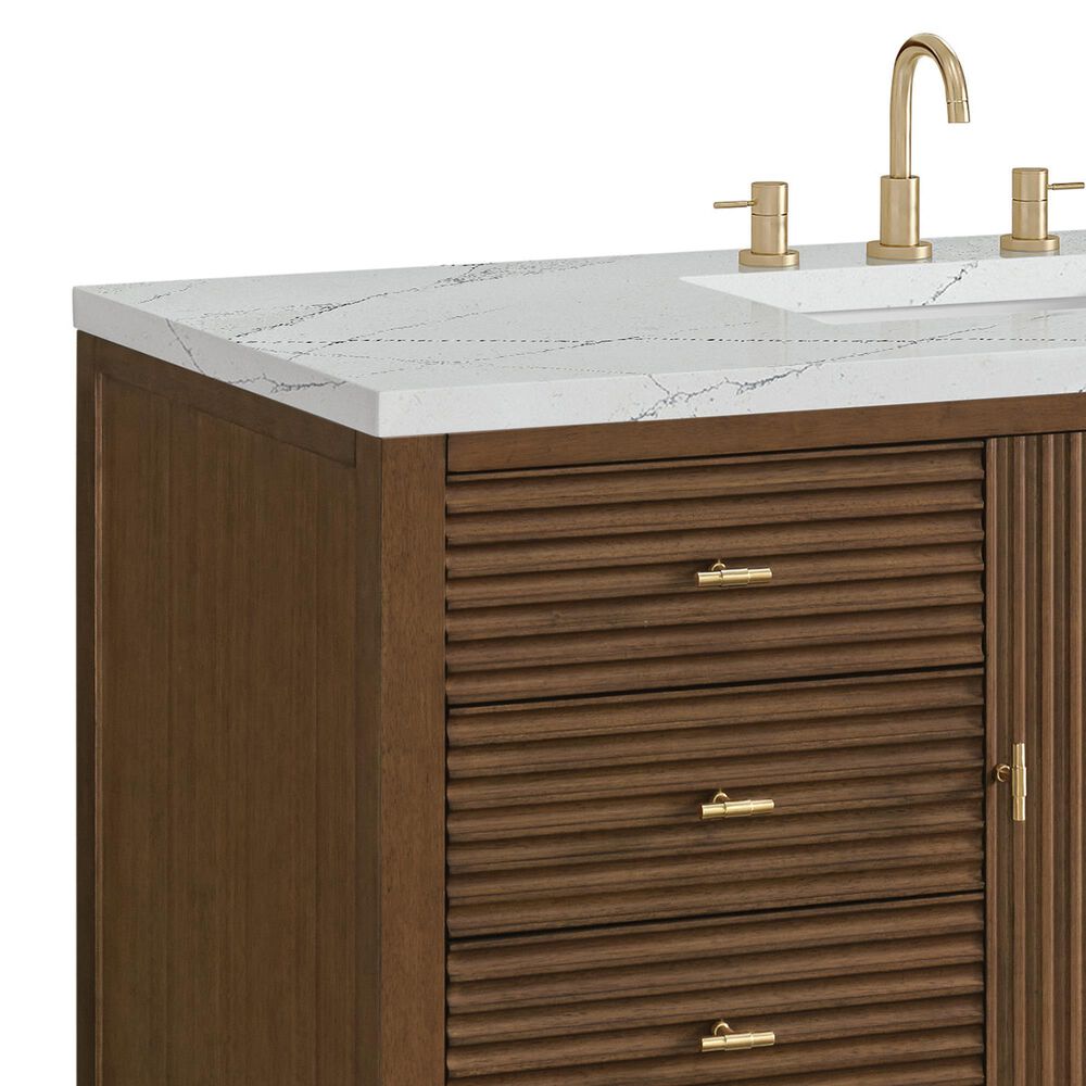 James Martin Vanities Myrrin 48&quot; Vanity in Mid Century Walnut with 3 cm Ethereal Noctis Quartz Top, , large