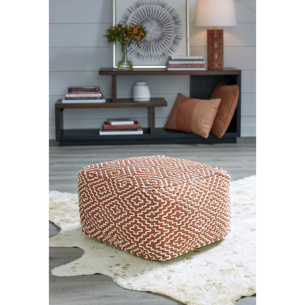 Ashley Brynnsen Pouf in Rust and Ivory, , large