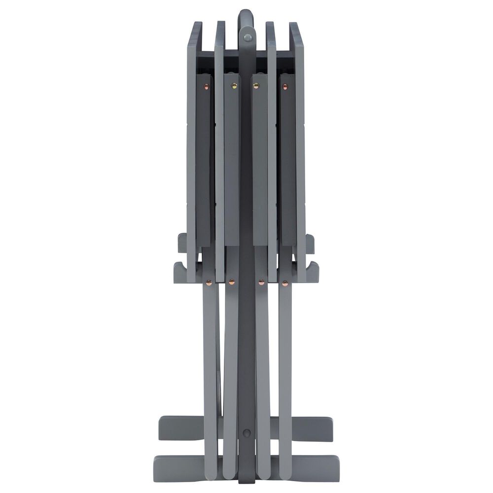 Linon Home Decor Compass Folding TV Tray Table Set with Stand in Dark Gray (Set of 4), , large