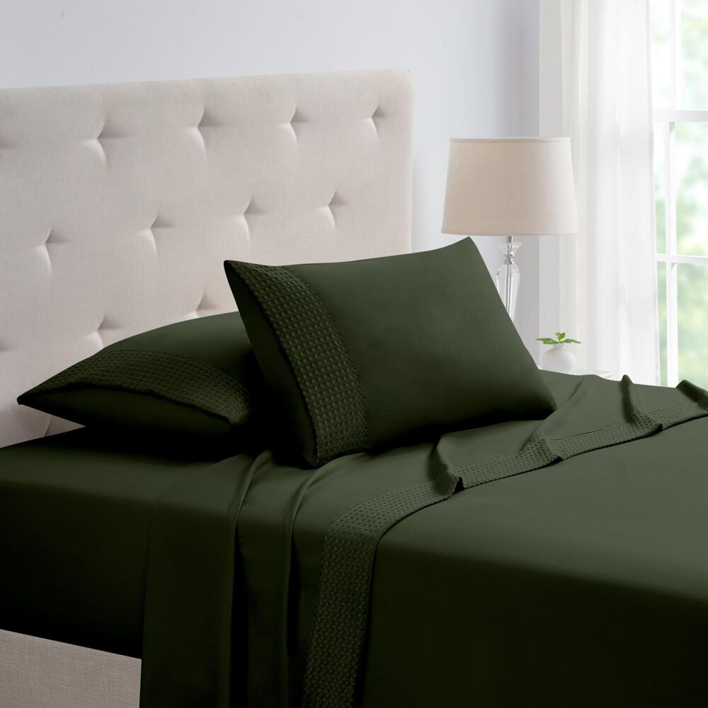 Trade Linker 4-Piece King Waffle Hem Sheet Set in Sage, , large