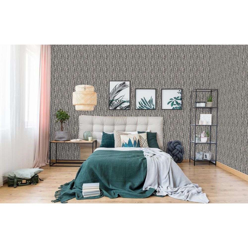 Tempaper Block Print 198&quot; x 20.5&quot; Peel and Stick Wallpaper in Black Jade, , large