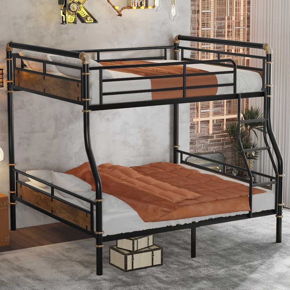 Hearth and Haven Full XL over Queen Detachable Bunk Bed in Black, , large