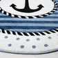 Safavieh Carousel Nautical 3" Round Navy and Ivory Kids  Area Rug, , large