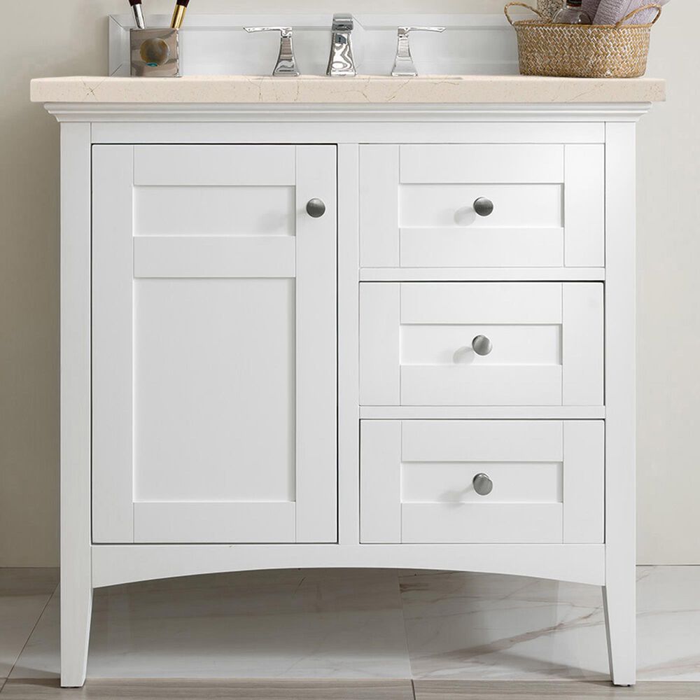 James Martin Palisades 36" Single Bathroom Vanity in Bright White with