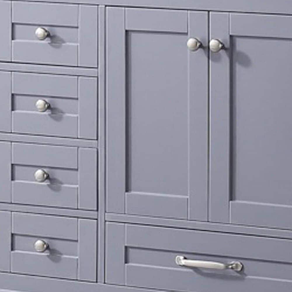 Lexora Home Dukes 60" Double Bathroom Vanity in Dark Grey with White Quartz Top and Rectangular Sinks, , large