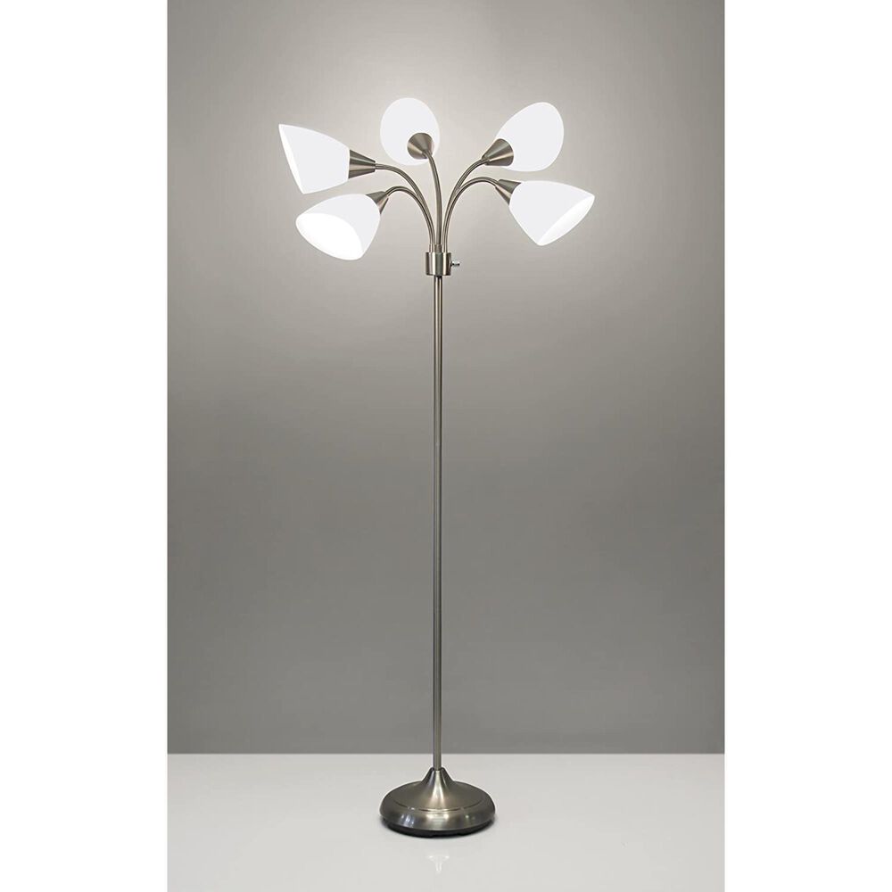 Adesso 5-Light Floor Lamp in Brushed Steel, , large