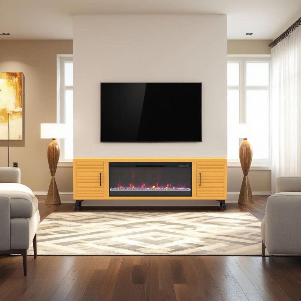 Endress International Malibu 78" Fireplace TV Stand in Lemon, , large