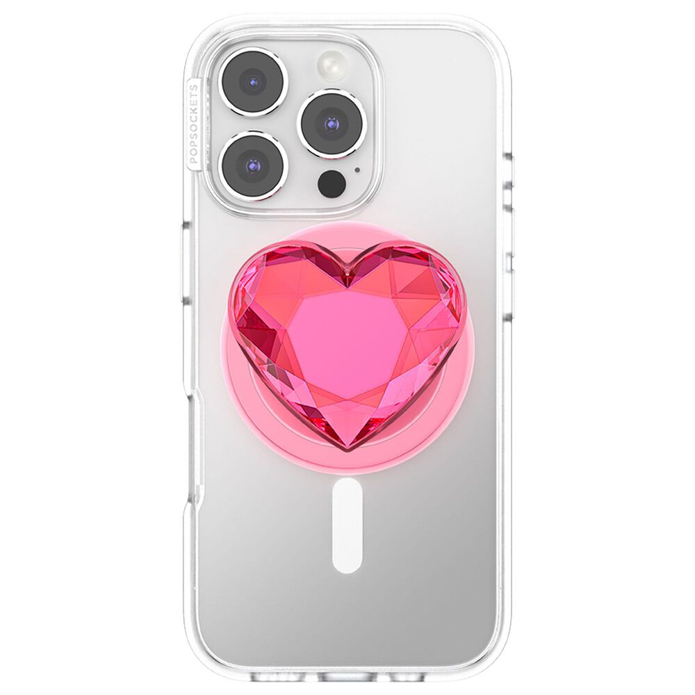 PopSockets MagSafe Circle PopGrip in Crystal Heart Neon Pink, , large