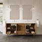 James Martin Laurent 72" Double Bathroom Vanity in Honey Oak with 3 cm White Zeus Silestone Top and Rectangular Sinks, , large