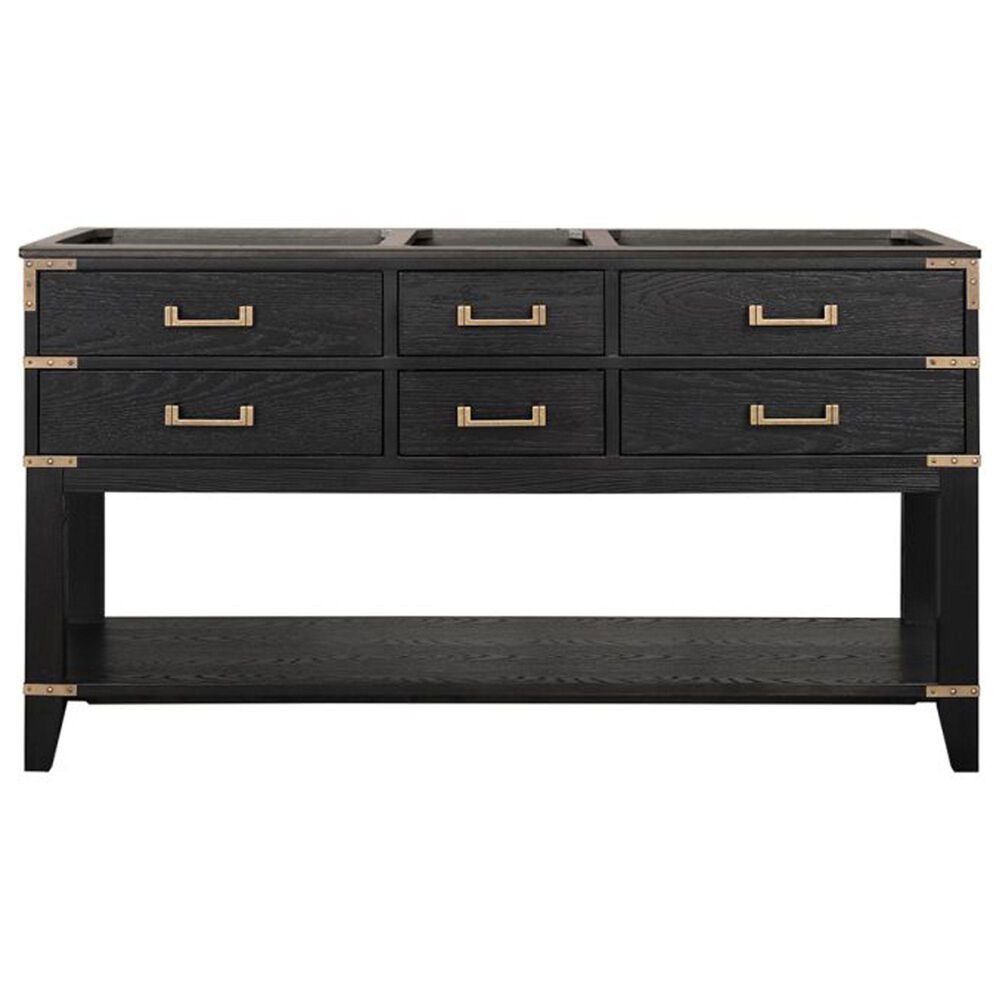 Lexora Home Norwalk 60&quot; Double Bathroom Vanity in Black Oak with White Quartz Top and Rectangular Sinks, , large