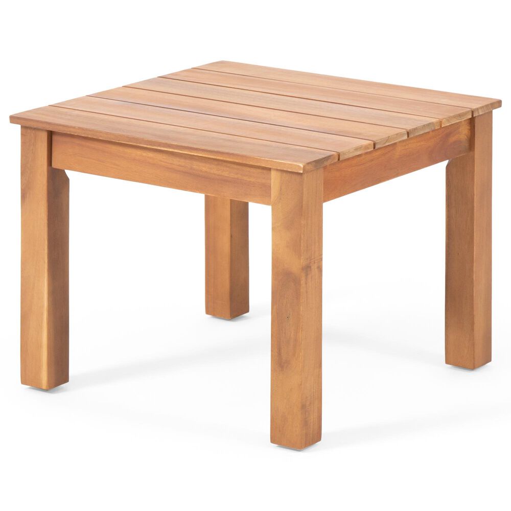 Hearth and Haven Temecula Outdoor Square Side Table with Slatted Top in Brown, , large