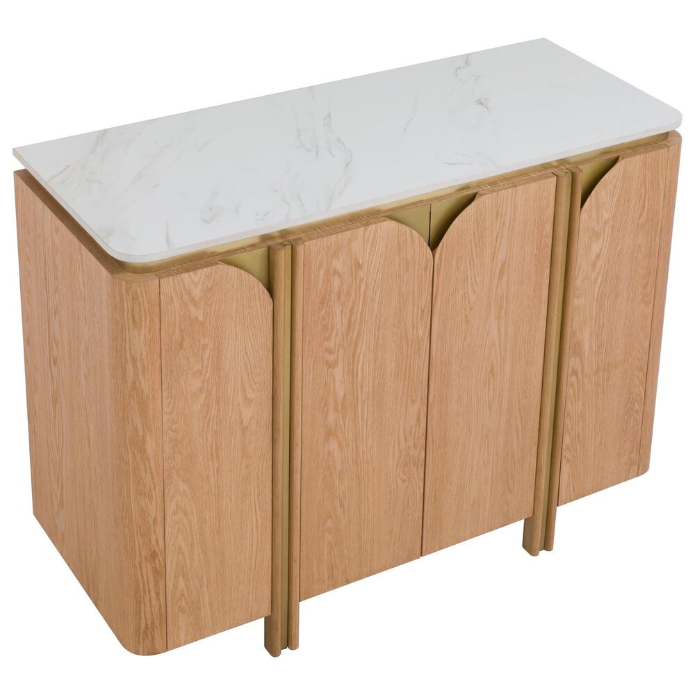Fairfield Chair Portobello 4-Door Chest in White, Light Brown and Brushed Brass, , large