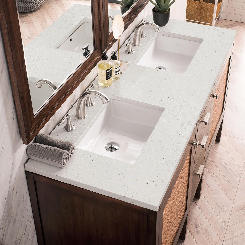 James Martin Vanities Addison 60&quot; Double Bathroom Vanity in Mid-Century Acacia with 3 cm Lime Delight Quartz Top and Rectangular Sinks, , large