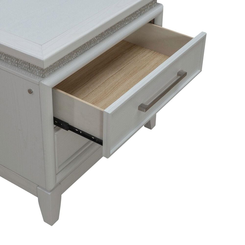 Belle Furnishings Reflections 2-Drawer Nightstand in Pearl White and Rhinestone, , large