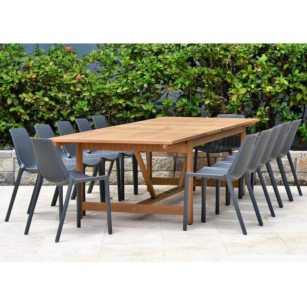 Amazonia Valencia 13-Piece Rectangular Patio Dining Set in Brown and Grey, , large