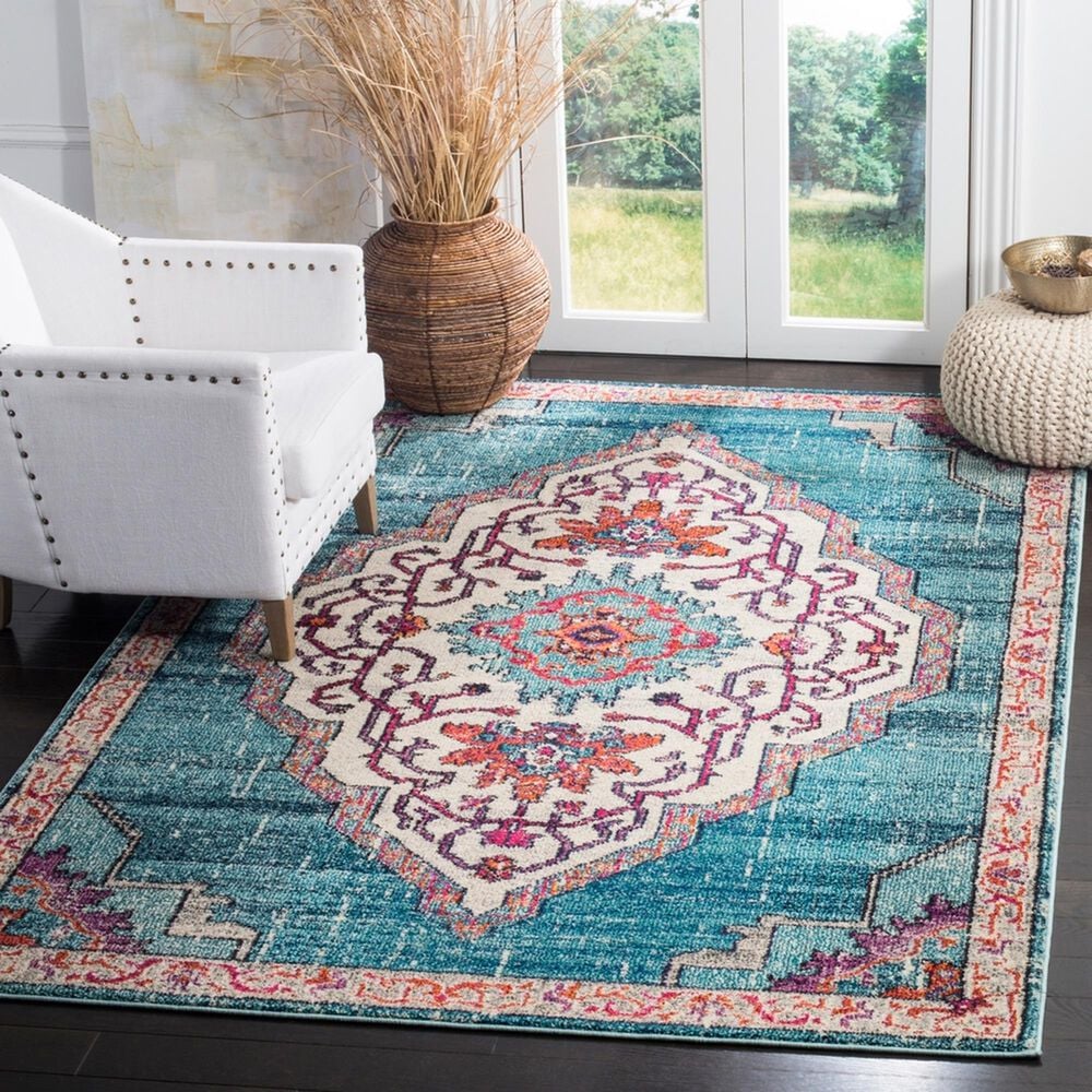 Safavieh Monaco MNC254J 5&#39;1&quot; x 7&#39;7&quot; Blue Area Rug, , large