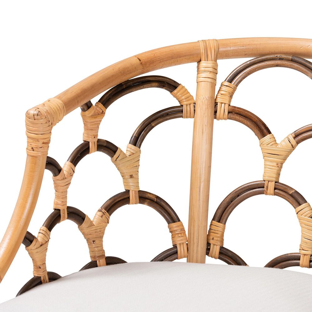 Baxton Studio Aster Rattan Arm Chair in White, , large