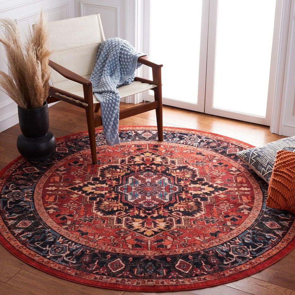 Safavieh Riviera 6&#39;7&quot; Round Red and Blue Area Rug, , large