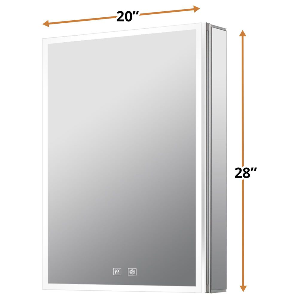 Lexora Home Mesa 20" x 28" LED Mirror Medicine Cabinet with Defogger in Aluminium, , large