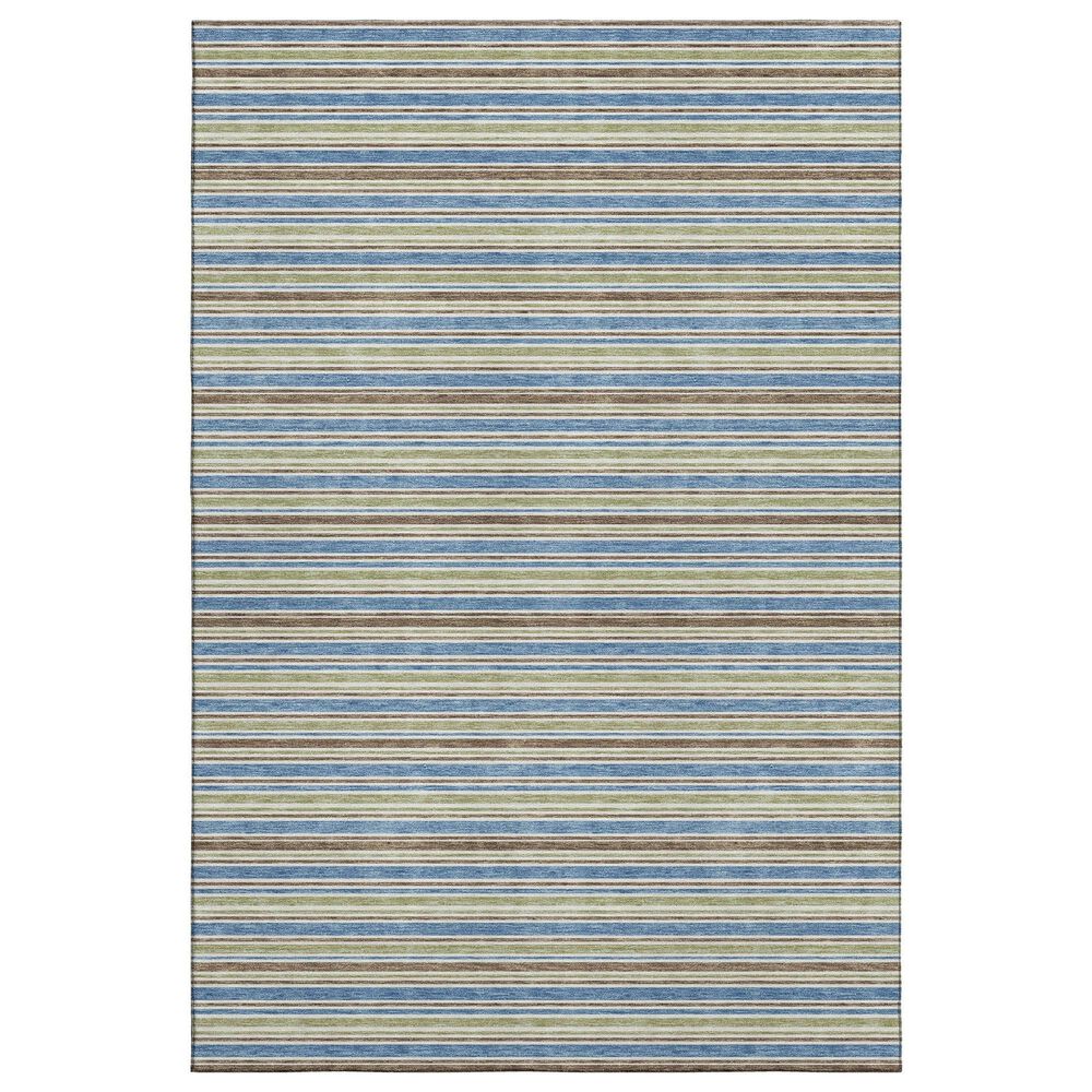 Dalyn Rug Company Soft Essentials Striped Blue 3" x 5" Indoor/Outdoor Area Rug, , large
