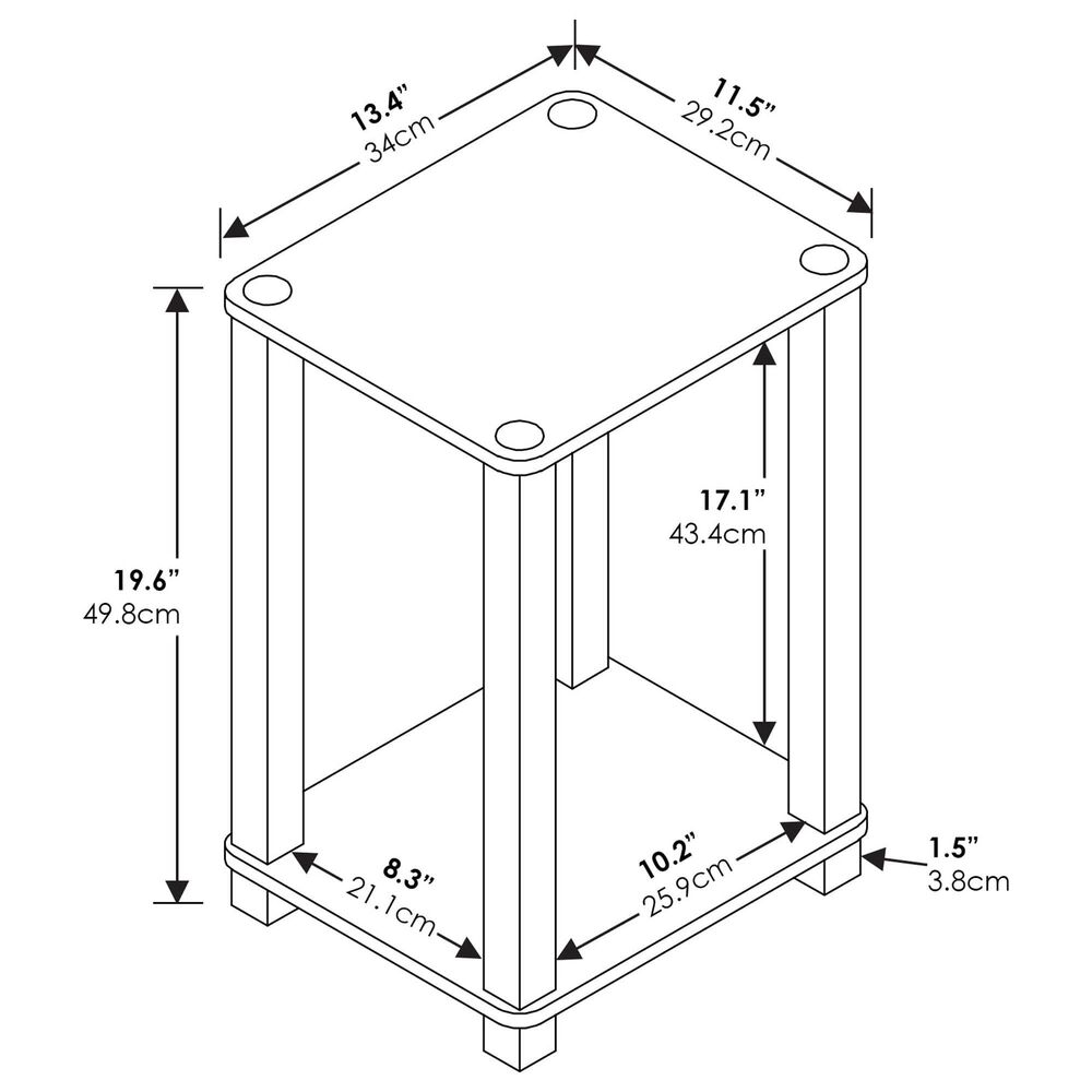 HOMLUX Simplistic 1-Tier End Table in Espresso and Black, , large