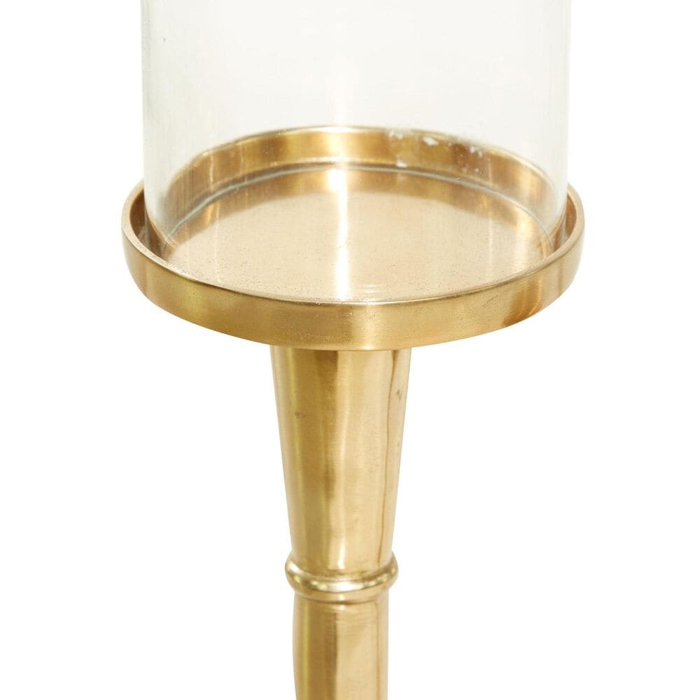 Maple and Jade Aluminum Room Hurricane Lamp in Polished Gold and Clear &#40;Set of 2&#41;, , large