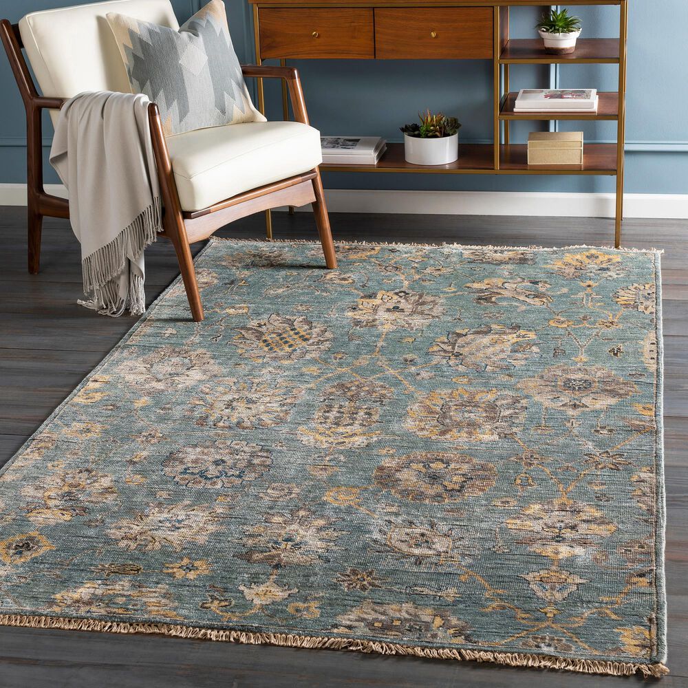 Surya Theodora 6&#39; x 9&#39; Aqua, Charcoal, Wheat and Oatmeal Area Rug, , large