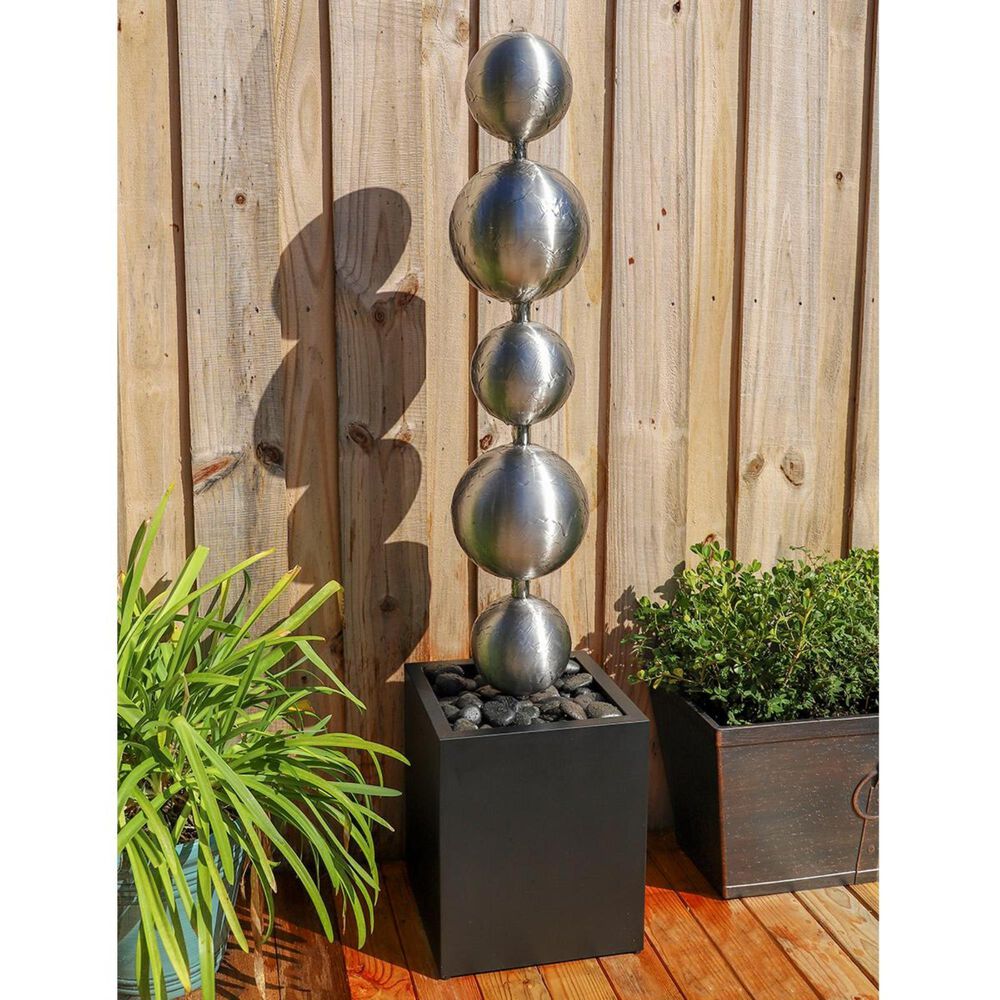 Kenroy Quentin Floor Fountain in Black and Silver, , large