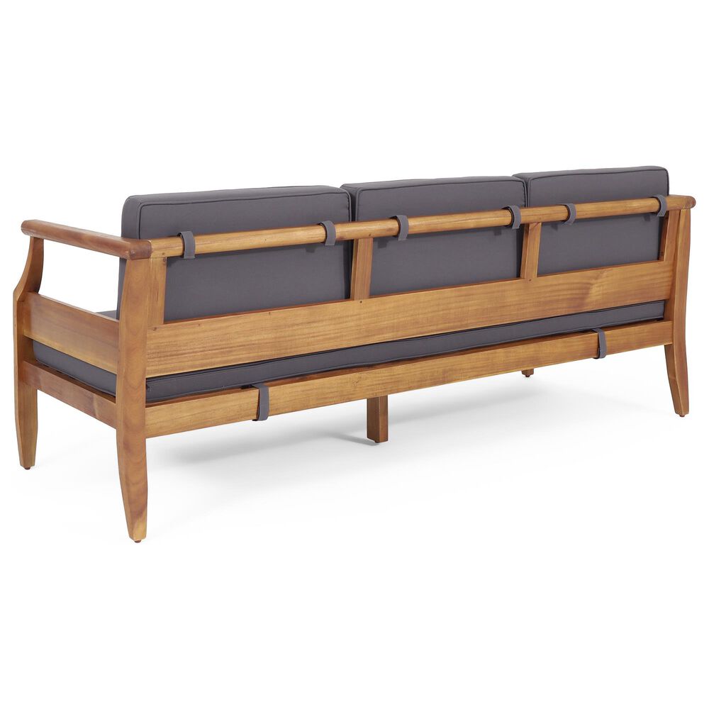 Hearth and Haven Aston Outdoor Sofa with Teak Frame in Gray, , large