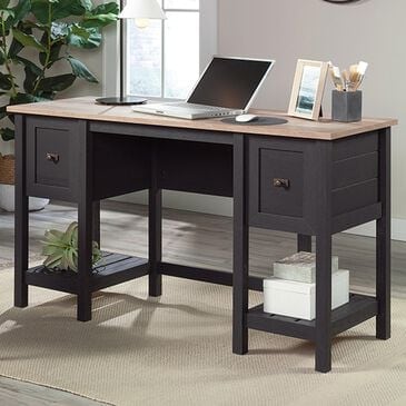 Sauder Craft Pro Work Table with Storage in White and Mystic Oak