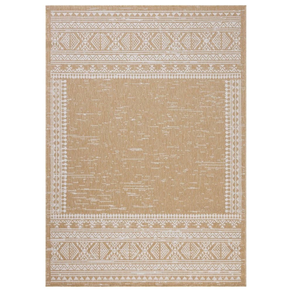 Loloi Easton Ivory and Wheat 5"3" x 7"6" Indoor/Outdoor Area Rug, , large