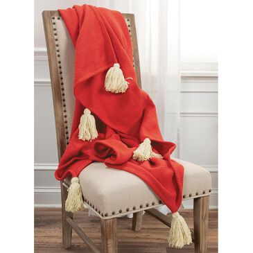 Rizzy Home Solid 50" x 60" Throw in Red with Tassels, , large