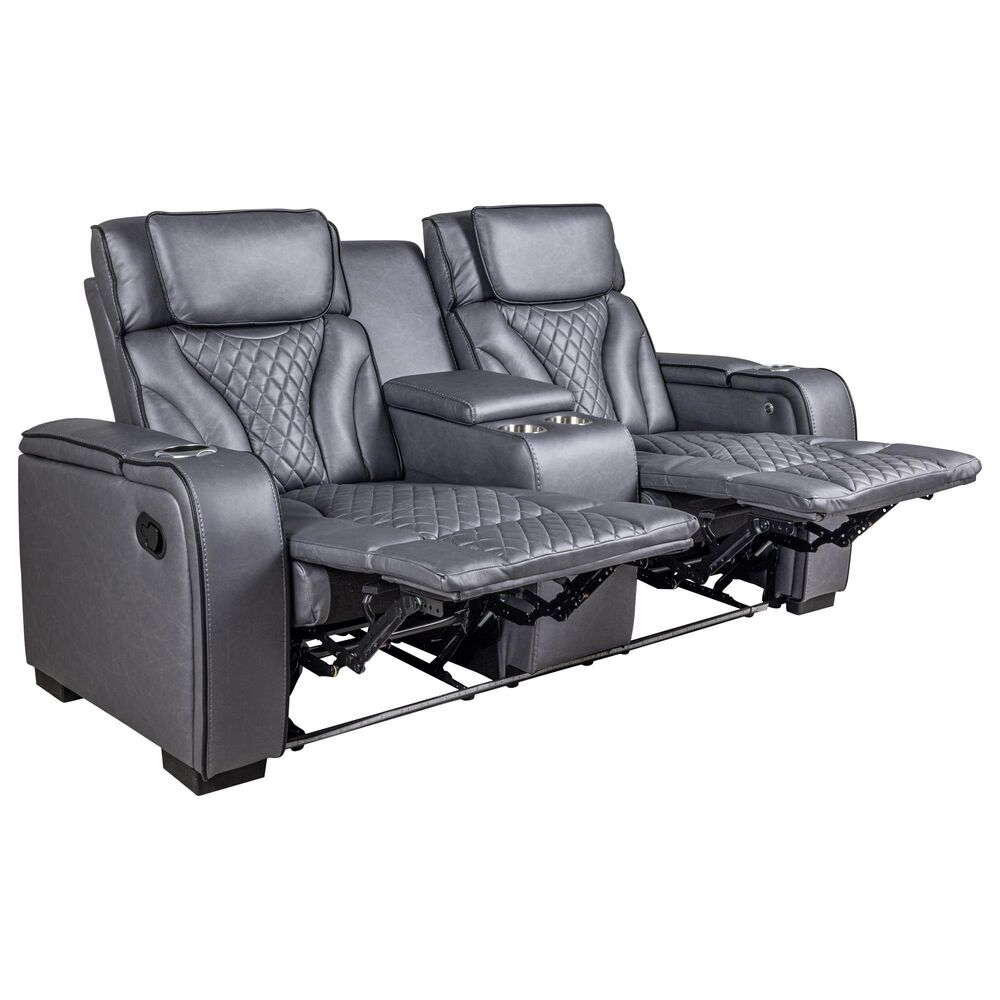 Mayberry Hill Blitz Manual Reclining Loveseat in Simba Slate and Black Welt, , large