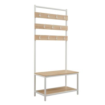 Linden Boulevard Hall Tree in White and Light Wood, , large