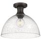 Golden Lighting Hines 14" Semi Flush in Rubbed Bronze with Seeded Glass, , large