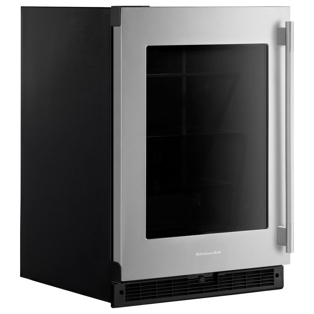 KitchenAid 5.2 Cu. Ft. Undercounter Refrigerator with Glass Door and Left Hinge in Black and Stainless Steel, , large