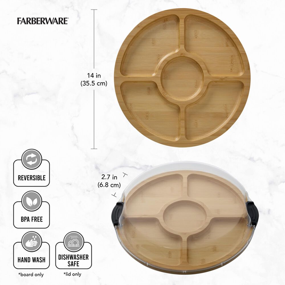 Lifetime Brands Build-a-Board 5-Section Bamboo Cutting Board with Locking Lid in Natural and Clear, , large