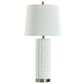 Flair Industries 30" Cast Resin Geometric Table Lamp with USB Ports in Pure White, , large