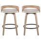 LumiSource Grotto 26" Swivel Counter Stool with Oat Fabric Upholstery in Whitewashed and Black (Set of 2), , large