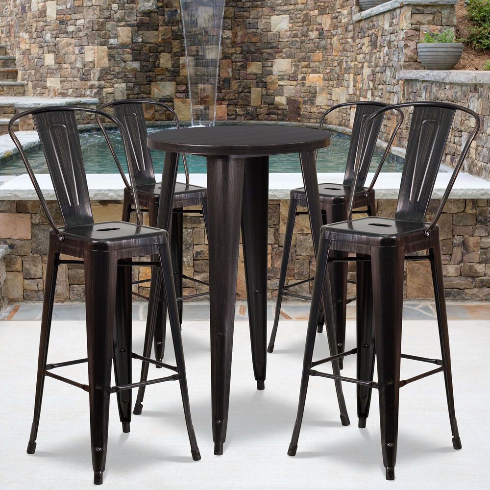 Flash Furniture 5-Piece Bar Table Set in Gold, , large